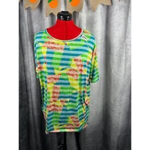 Lularoe Irma Tunic Top Shirt Size XS Multicolor Print Stretch